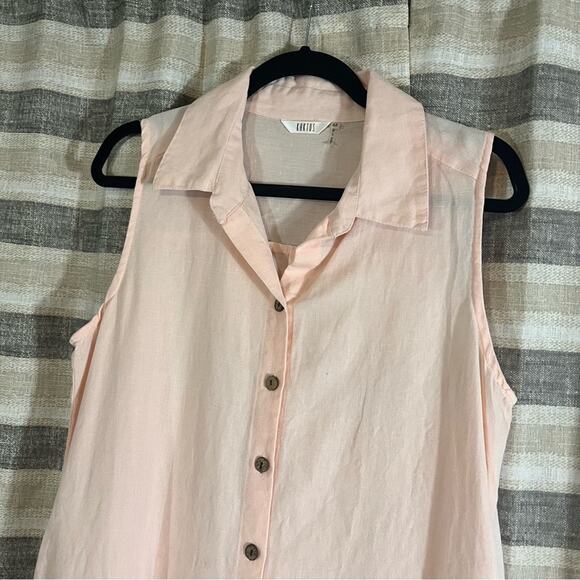 Kaktus‎ Pale Pink Linen Blend Button Front Dress Size Medium - Picture 3 of 10